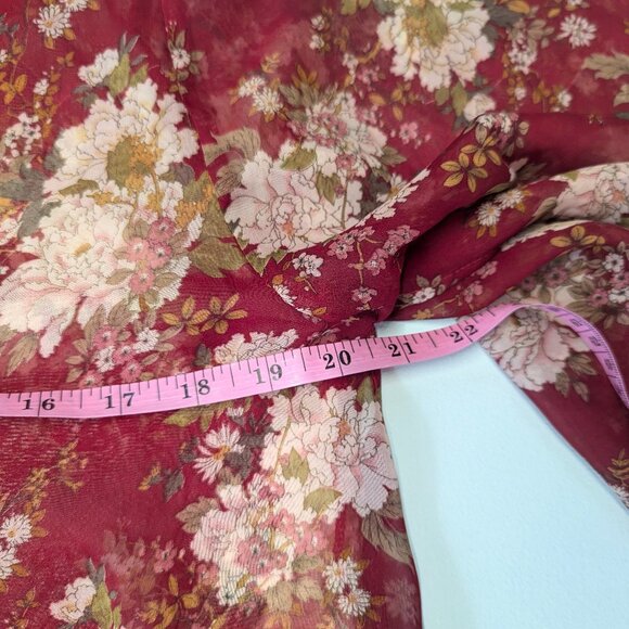 Cecico Size Medium Burgundy Floral Sheer Wrap - Picture 11 of 15
